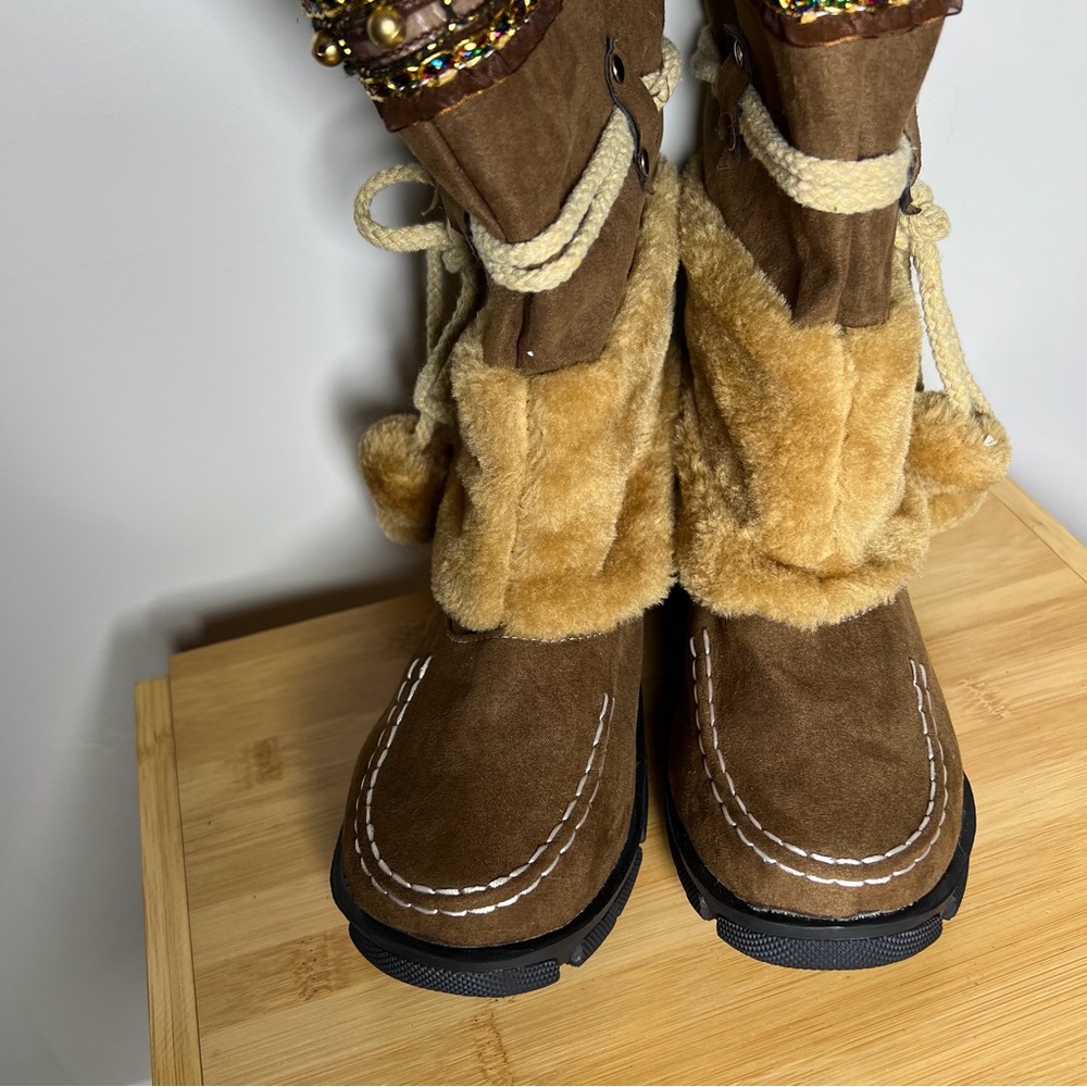 Amazon women’s Boots 7 Faux Fur Winter Brown warm comfy Contemporary Bohemian - Picture 6 of 6